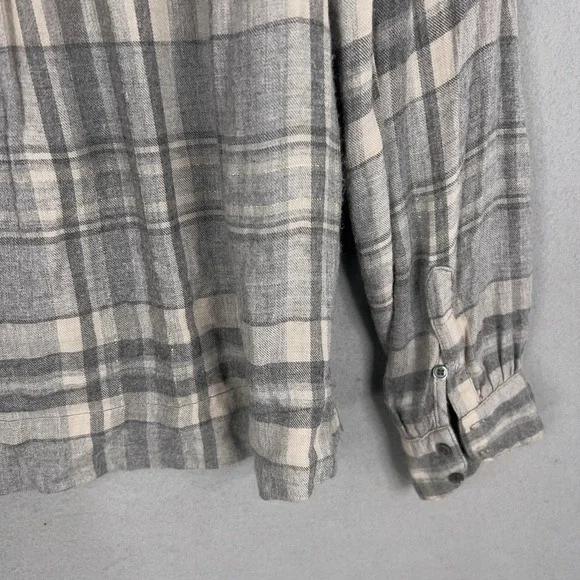 Xirena Shirt Womens XS Gray Plaid Flannel Ruffle Long Sleeve Boho Made in USA - Picture 9 of 15